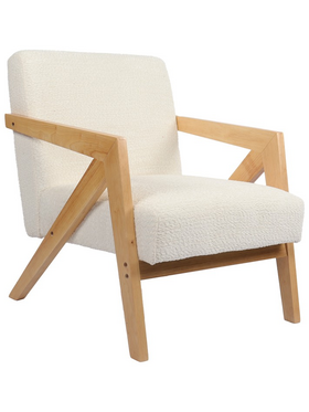 Πολυθρόνα Garifa Pakoworld Λευκό Ύφασμα με Πόδι σε Φυσική Απόχρωση 79x75x75εκ