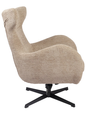 Πολυθρόνα Zefrina Pakoworld Περιστρεφόμενη Μπεζ Ύφασμα με Βάση σε Μαύρη Απόχρωση 82x77x99εκ
