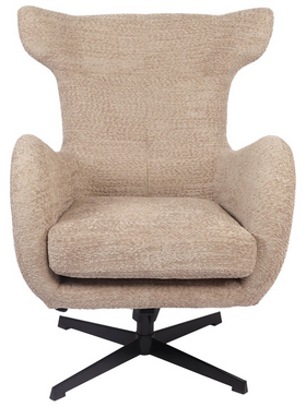 Πολυθρόνα Zefrina Pakoworld Περιστρεφόμενη Μπεζ Ύφασμα με Βάση σε Μαύρη Απόχρωση 82x77x99εκ