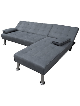 Γωνιακός Καναπές-Κρεβάτι Αναστρέψιμος Brisk Pakoworld Ύφασμα με Ανθρακί Απόχρωση 200x146x75εκ