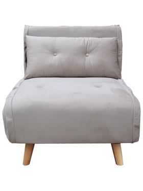 Πολυθρόνα-Κρεβάτι Josuane i Pakoworld Βελούδο σε Γκρι Απόχρωση 78x80x81εκ