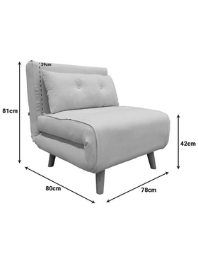Πολυθρόνα-Κρεβάτι Josuane i Pakoworld Βελούδο σε Γκρι Απόχρωση 78x80x81εκ