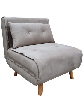 Πολυθρόνα-Κρεβάτι Josuane i Pakoworld Βελούδο σε Γκρι Απόχρωση 78x80x81εκ
