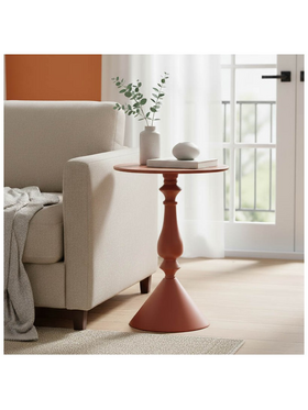 Βοηθητικό Τραπέζι Lalou Pakoworld Μέταλλο σε Απόχρωση Terracotta Φ40x55εκ