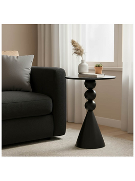 Βοηθητικό Τραπέζι Bilane Pakoworld Μέταλλο σε Μαύρη Απόχρωση Φ39x55εκ