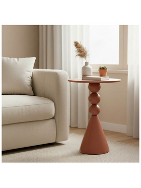 Βοηθητικό Τραπέζι Bilane Pakoworld Μέταλλο σε Terracotta Απόχρωση Φ39x55εκ