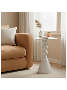 Βοηθητικό Τραπέζι Bilane Pakoworld Μέταλλο σε Κρεμ Απόχρωση Φ39x55εκ