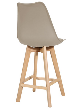 Σκαμπό Μπαρ Gaston Pakoworld pp-pu σε Cappuccino Απόχρωση και Ξύλινο Πόδι  48.5x56x104εκ
