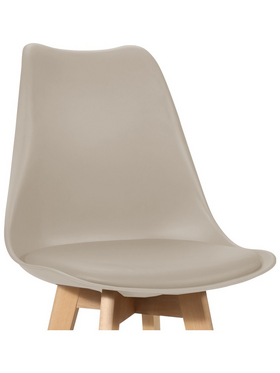 Σκαμπό Μπαρ Gaston Pakoworld pp-pu σε Cappuccino Απόχρωση και Ξύλινο Πόδι  48.5x56x104εκ