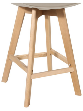 Σκαμπό Μπαρ Gaston Pakoworld pp-pu σε Cappuccino Απόχρωση και Ξύλινο Πόδι  48.5x56x104εκ