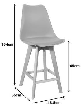 Σκαμπό Μπαρ Gaston Pakoworld pp-pu σε Cappuccino Απόχρωση και Ξύλινο Πόδι  48.5x56x104εκ