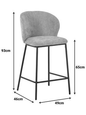 Σκαμπό Μπαρ Karg Pakoworld Γκρι Ύφασμα-Πόδι Μαύρο Μέταλλο 49x46x93εκ