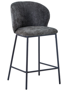 Σκαμπό Μπαρ Karg Pakoworld Γκρι Ύφασμα-Πόδι Μαύρο Μέταλλο 49x46x93εκ