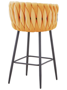 Σκαμπό Μπαρ Vivian Pakoworld Κίτρινο Βελούδο-Πόδι Μαύρο Μέταλλο 57x50x100εκ