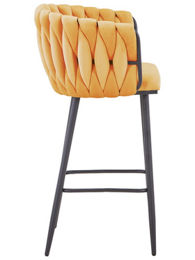 Σκαμπό Μπαρ Vivian Pakoworld Κίτρινο Βελούδο-Πόδι Μαύρο Μέταλλο 57x50x100εκ