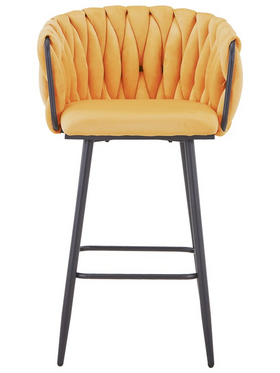 Σκαμπό Μπαρ Vivian Pakoworld Κίτρινο Βελούδο-Πόδι Μαύρο Μέταλλο 57x50x100εκ