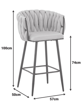 Σκαμπό Μπαρ Vivian Pakoworld Σάπιο Μήλο Βελούδο-Πόδι Μαύρο Μέταλλο 57x50x100εκ