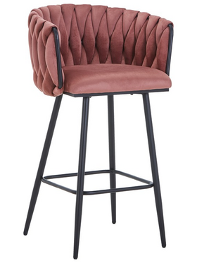 Σκαμπό Μπαρ Vivian Pakoworld Σάπιο Μήλο Βελούδο-Πόδι Μαύρο Μέταλλο 57x50x100εκ