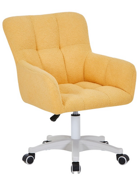 Καρέκλα Γραφείου Εργασίας Givole Pakoworld σε Κίτρινο Μπουκλέ Ύφασμα 55x55x75-84εκ
