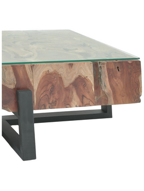 Τραπέζι Σαλονιού Borth Inart Teak Ξύλο σε Φυσική Απόχρωση 135x90x40εκ