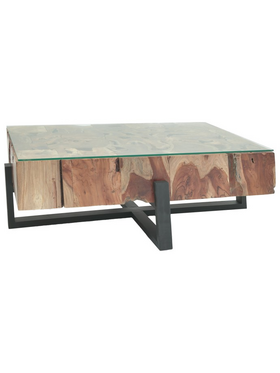 Τραπέζι Σαλονιού Borth Inart Teak Ξύλο σε Φυσική Απόχρωση 135x90x40εκ