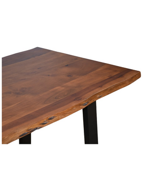 Τραπέζι Miles Pakoworld Μασίφ Ξύλο Ακακίας Πάχους 3.7-4εκ σε Καρυδί Απόχρωση με Μαύρα Μεταλλικά Πόδια 140x80x76εκ