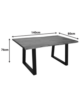 Τραπέζι Miles Pakoworld Μασίφ Ξύλο Ακακίας Πάχους 3.7-4εκ σε Καρυδί Απόχρωση με Μαύρα Μεταλλικά Πόδια 140x80x76εκ