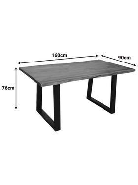 Τραπέζι Miles Pakoworld Μασίφ Ξύλο Ακακίας Πάχους 3.7-4εκ σε Καρυδί Απόχρωση με Μαύρα Μεταλλικά Πόδια 160x90x76εκ