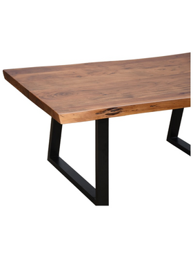 Τραπέζι Σαλονιού Miles Pakoworld Μασίφ Ξύλο Ακακίας Πάχους 3.7-4εκ σε Καρυδί Απόχρωση με Μαύρα Μεταλλικά Πόδια 115x60x45εκ