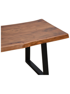 Τραπέζι Σαλονιού Miles Pakoworld Μασίφ Ξύλο Ακακίας Πάχους 3.7-4εκ σε Καρυδί Απόχρωση με Μαύρα Μεταλλικά Πόδια 115x60x45εκ