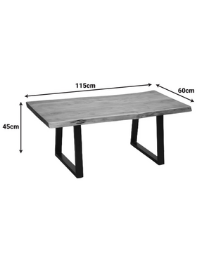 Τραπέζι Σαλονιού Miles Pakoworld Μασίφ Ξύλο Ακακίας Πάχους 3.7-4εκ σε Καρυδί Απόχρωση με Μαύρα Μεταλλικά Πόδια 115x60x45εκ