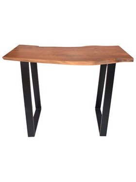 Τραπέζι Μπαρ Miles Pakoworld Μασίφ Ξύλο Ακακίας 3.7-4εκ σε Καρυδί Απόχρωση με Μαύρα Μεταλλικά Πόδια 120x53x97εκ