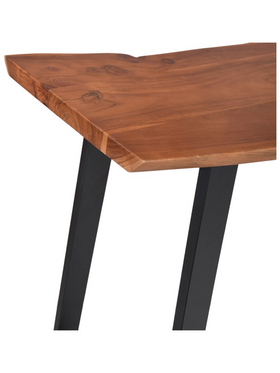 Τραπέζι Μπαρ Miles Pakoworld Μασίφ Ξύλο Ακακίας 3.7-4εκ σε Καρυδί Απόχρωση με Μαύρα Μεταλλικά Πόδια 120x53x97εκ