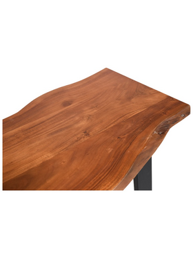 Τραπέζι Μπαρ Miles Pakoworld Μασίφ Ξύλο Ακακίας 3.7-4εκ σε Καρυδί Απόχρωση με Μαύρα Μεταλλικά Πόδια 120x53x97εκ