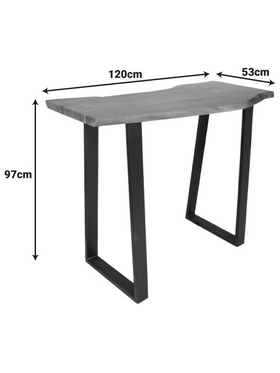 Τραπέζι Μπαρ Miles Pakoworld Μασίφ Ξύλο Ακακίας 3.7-4εκ σε Καρυδί Απόχρωση με Μαύρα Μεταλλικά Πόδια 120x53x97εκ