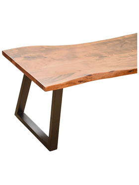 Παγκάκι Miles Slim Pakoworld  Μασίφ Ξύλο Ακακίας σε Καρυδί Απόχρωση με Μαύρα Μεταλλικά Πόδια 160x40x45εκ