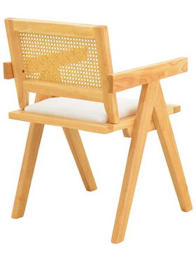 Πολυθρόνα Winslow Pakoworld Rubberwood σε Φυσική Απόχρωση-Ύφασμα Λευκό 51x54x80εκ