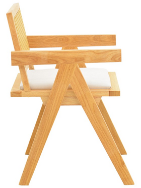 Πολυθρόνα Winslow Pakoworld Rubberwood σε Φυσική Απόχρωση-Ύφασμα Λευκό 51x54x80εκ