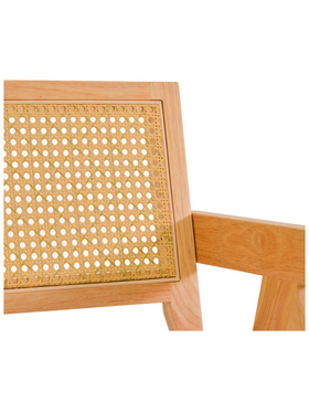 Πολυθρόνα Winslow Pakoworld Rubberwood σε Φυσική Απόχρωση-Ύφασμα Λευκό 51x54x80εκ