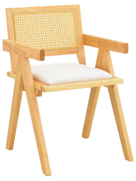 Πολυθρόνα Winslow Pakoworld Rubberwood σε Φυσική Απόχρωση-Ύφασμα Λευκό 51x54x80εκ