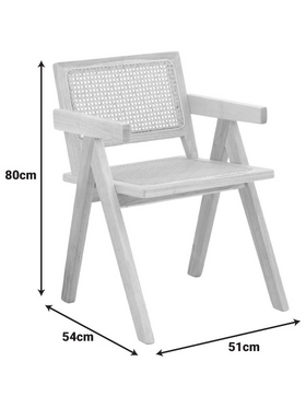 Πολυθρόνα Winslow Pakoworld Rubberwood-Rattan σε Φυσική Απόχρωση 51x54x80εκ