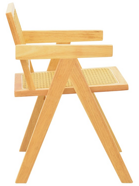 Πολυθρόνα Winslow Pakoworld Rubberwood-Rattan σε Φυσική Απόχρωση 51x54x80εκ