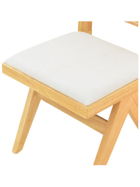 Καρέκλα Winslow Pakoworld Rubberwood σε Φυσική Απόχρωση-Ύφασμα Λευκό 46x58x80εκ