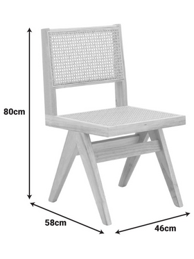 Καρέκλα Winslow Pakoworld Rubberwood-Rattan σε Φυσική Απόχρωση 46x58x80εκ