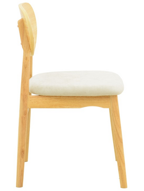 Καρέκλα Cardith Pakoworld Rubberwood-Plywood σε Φυσική Απόχρωση-Ύφασμα Γκρι-Μπεζ 48x51x78εκ