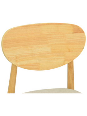 Καρέκλα Cardith Pakoworld Rubberwood-Plywood σε Φυσική Απόχρωση-Ύφασμα Γκρι-Μπεζ 48x51x78εκ