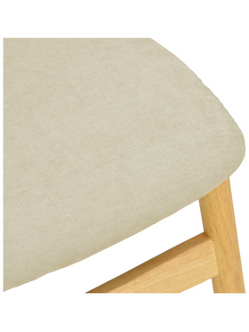 Καρέκλα Cardith Pakoworld Rubberwood-Plywood σε Φυσική Απόχρωση-Ύφασμα Γκρι-Μπεζ 48x51x78εκ