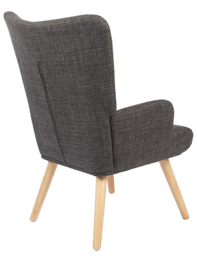 Πολυθρόνα-Μπερζέρα Gerlina Pakoworld Ανθρακί Ύφασμα με Πόδι σε Φυσική Απόχρωση 71x64x94εκ