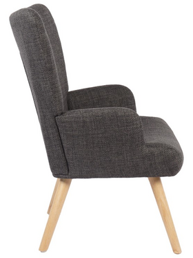 Πολυθρόνα-Μπερζέρα Gerlina Pakoworld Ανθρακί Ύφασμα με Πόδι σε Φυσική Απόχρωση 71x64x94εκ