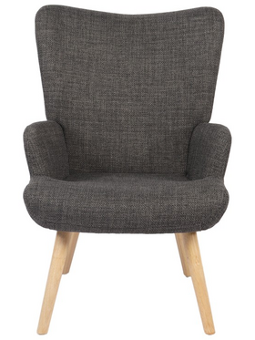 Πολυθρόνα-Μπερζέρα Gerlina Pakoworld Ανθρακί Ύφασμα με Πόδι σε Φυσική Απόχρωση 71x64x94εκ